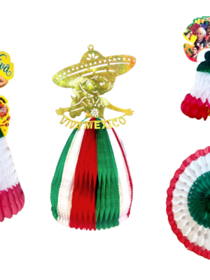 Décorations Papel Picado aux Couleurs du Drapeau Mexicain - Vert, Blanc et Rouge